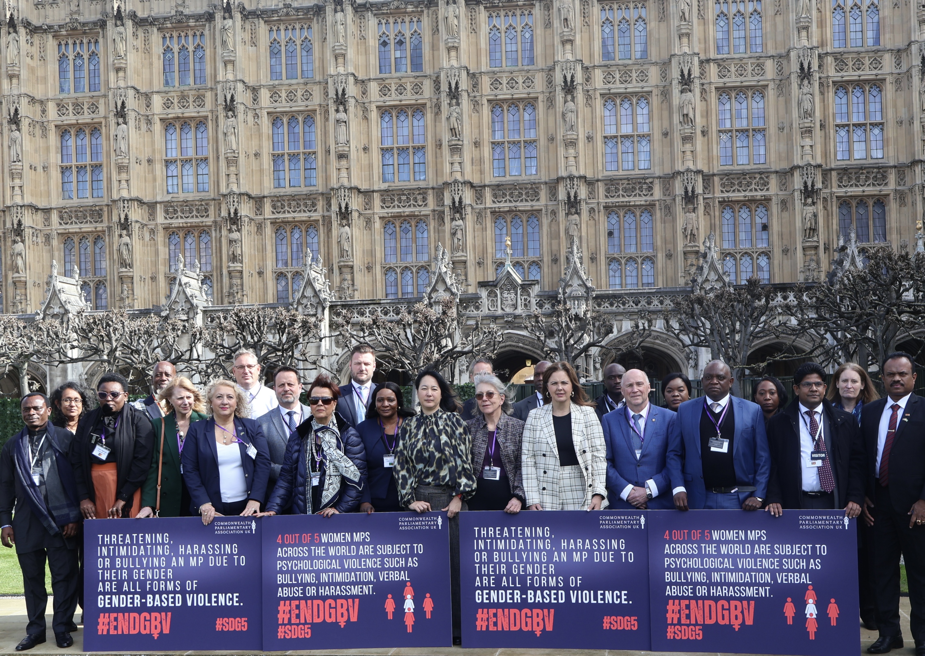 Westminster Seminar participants photographed with the #EndGBV campaign, as part of CPA UK's wider work in addressing gender-based violence.