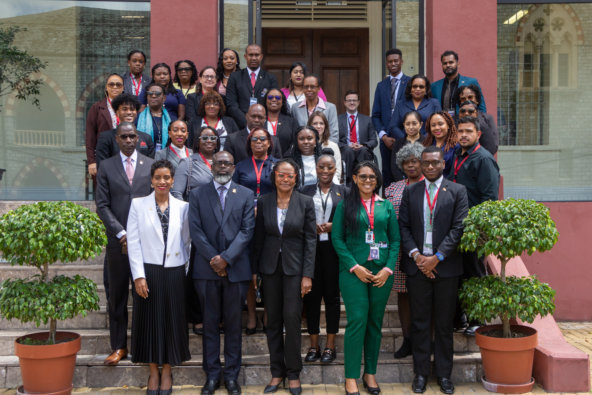 Delegates outside the Red House in Trinidad